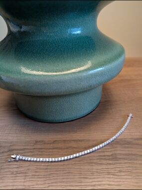 Tennis Bracelet in Sterling Silver 925 Marking With CZ Stones. Approx 7"